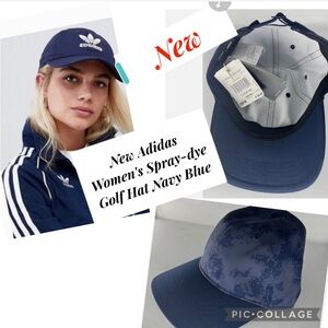 NEW Adidas Women's Spray-dye Golf Hat Navy Blue Tie Ball Cap
